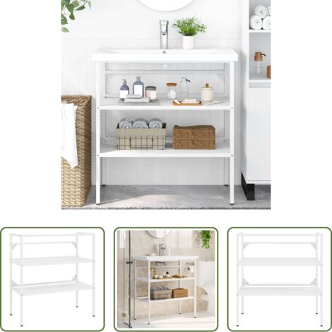 Almacenamiento de baño -  Estructura de lavabo de hierro blanco 79x38x83 cm