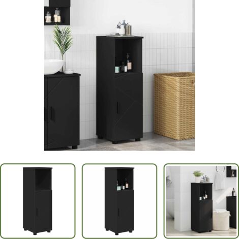 Almacenamiento de baño -  Gabinete de Baño con almacenamiento Negro 30 x 35 x 95 cm