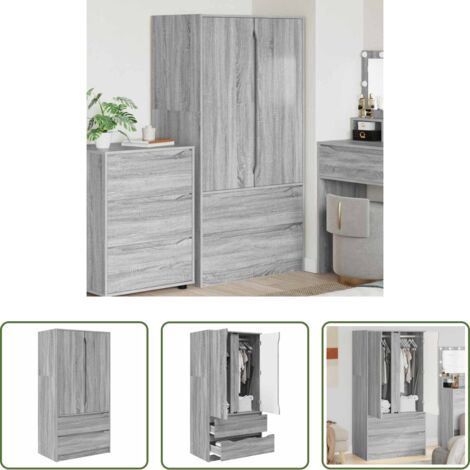 Almacenamiento de baño -  Gabinete de Baño con cajón Gris Sonoma 79,5 x 49 x 156 cm