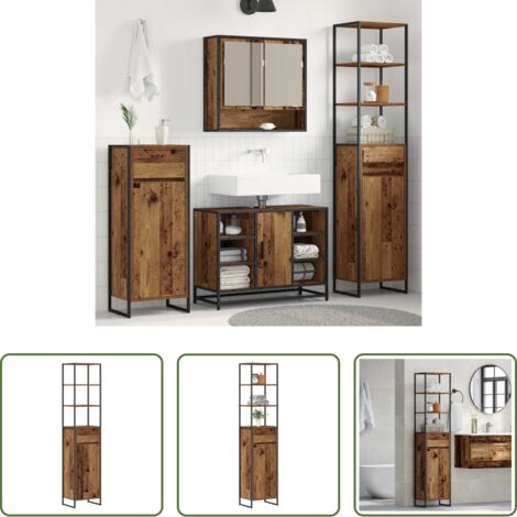 Almacenamiento de baño -  Gabinete de Baño con cajón Madera Vieja 40 x 30 x 180 cm