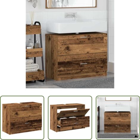 Almacenamiento de baño -  Gabinete de Baño con cajón Madera Vieja 78 x 37 x 59 cm