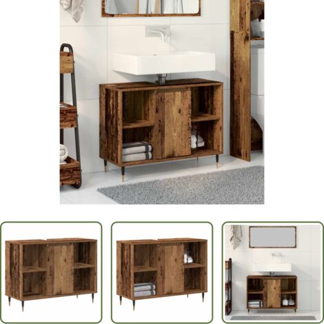 Almacenamiento de baño -  Gabinete de Baño con estante Madera Vieja 80 x 33 x 60 cm