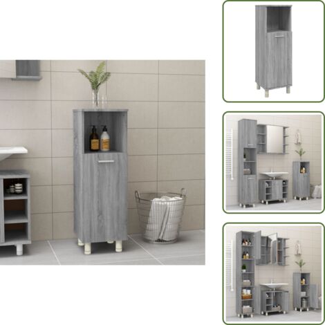 Almacenamiento de baño - vidaXL Armario de baño madera contrachapada gris Sonoma 30x30x95 cm - Armario de baño con 3 compartimentos