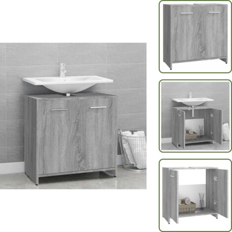 Almacenamiento de baño - vidaXL Armario de baño madera contrachapada gris Sonoma 60x33x60 cm - Muebles de baño