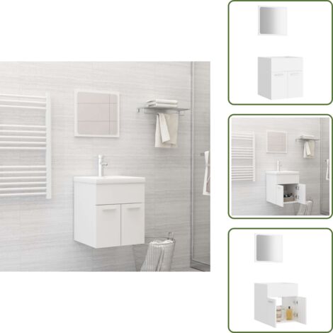 Almacenamiento de baño - vidaXL Conjunto de muebles de baño 2 pzas madera contrachapada blanco - Conjunto baño
