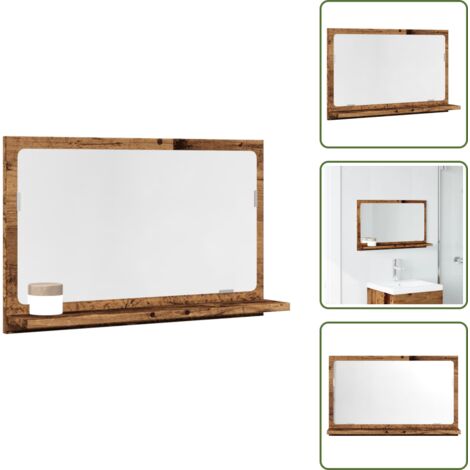 Almacenamiento de baño - vidaXL Espejo mueble de baño madera ingeniería envejecida 60x11x37 cm - Mueble de baño con espejo