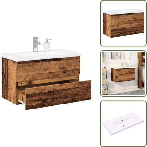 Almacenamiento de baño - vidaXL Mueble con lavabo integrado madera envejecida - Madera envejecida