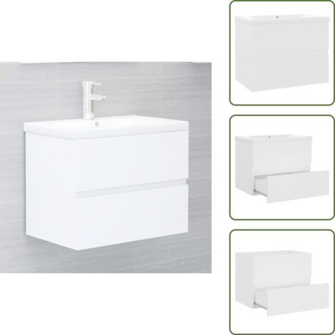 Almacenamiento de baño - vidaXL Mueble con lavabo madera de ingeniería blanco - Lavabo de cerámica