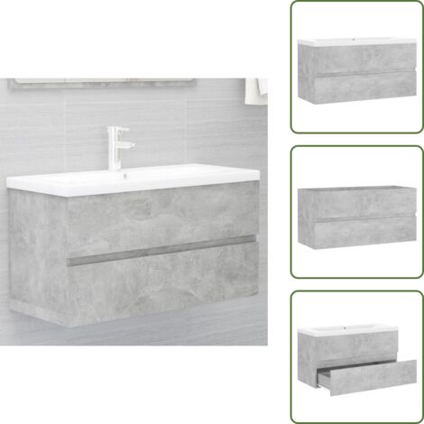 Almacenamiento de baño - vidaXL Mueble con lavabo madera de ingeniería gris hormigón - Lavabo de cerámica