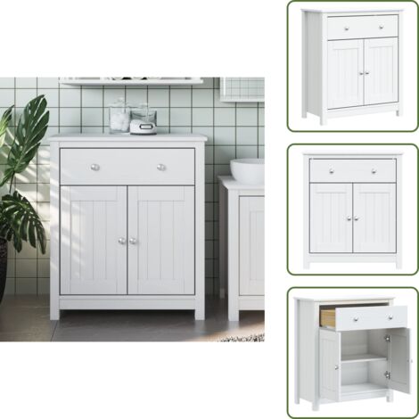 Almacenamiento de baño - vidaXL Mueble de baño BERG madera maciza de pino blanco 69,5x34x80 cm - Muebles de baño