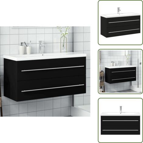 Almacenamiento de baño - vidaXL Mueble de baño con lavabo integrado negro - Baño moderno