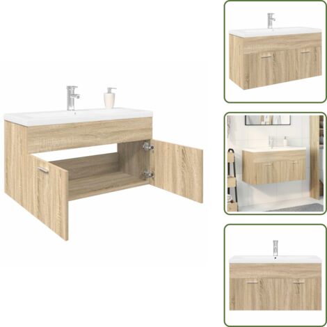 Almacenamiento de baño - vidaXL Mueble de baño con lavabo integrado roble Sonoma - Mueble de baño con lavabo