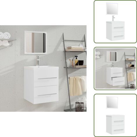 Almacenamiento de baño - vidaXL Mueble de baño con lavabo madera contrachapada blanco - Mueble de baño blanco