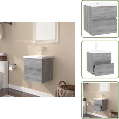 Almacenamiento de baño - vidaXL Mueble de baño con lavabo madera contrachapada gris Sonoma - Mueble de baño con lavabo