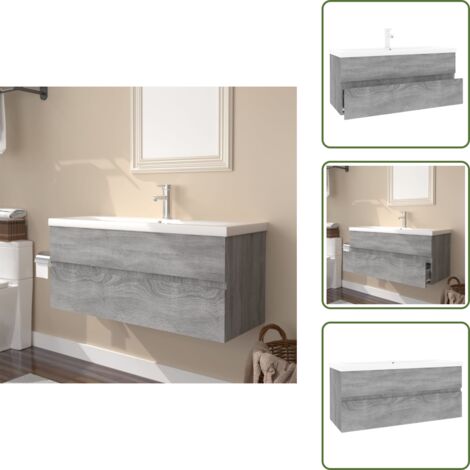 Almacenamiento de baño - vidaXL Mueble de baño con lavabo madera contrachapada gris Sonoma - Mueble de baño con lavabo