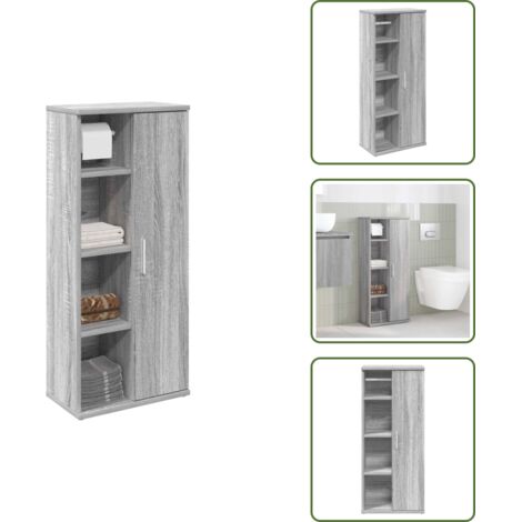 Almacenamiento de baño - vidaXL Mueble de baño con portarrollos gris Sonoma 39x22x90 cm - Mueble de baño gris
