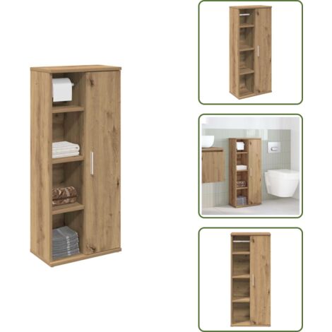 Almacenamiento de baño - vidaXL Mueble de baño con portarrollos roble artisan 39x22x90 cm - Mueble de baño roble