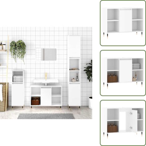 Almacenamiento de baño - vidaXL Mueble de baño madera de ingeniería blanco brillo 80x33x60 cm - Muebles de baño