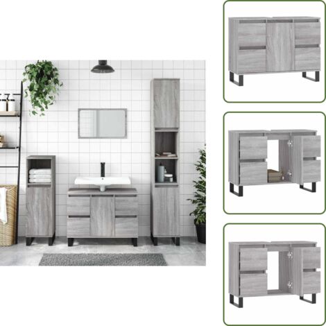 Almacenamiento de baño - vidaXL Mueble de baño madera de ingeniería gris Sonoma 80x33x60 cm - Muebles de baño