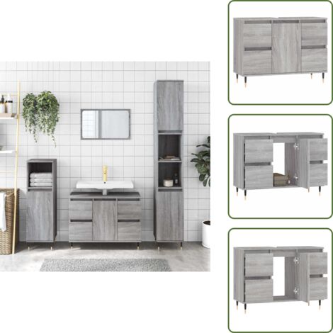Almacenamiento de baño - vidaXL Mueble de baño madera de ingeniería gris Sonoma 80x33x60 cm - Muebles de baño