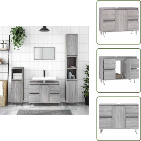 Almacenamiento de baño - vidaXL Mueble de baño madera de ingeniería gris Sonoma 80x33x60 cm - Muebles de baño
