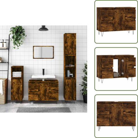 Almacenamiento de baño - vidaXL Mueble de baño madera de ingeniería roble ahumado 80x33x60 cm - Muebles de baño