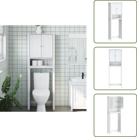Almacenamiento de baño - vidaXL Mueble para inodoro BERG madera maciza blanco 60x27x164,5 cm - Mueble sobre inodoro