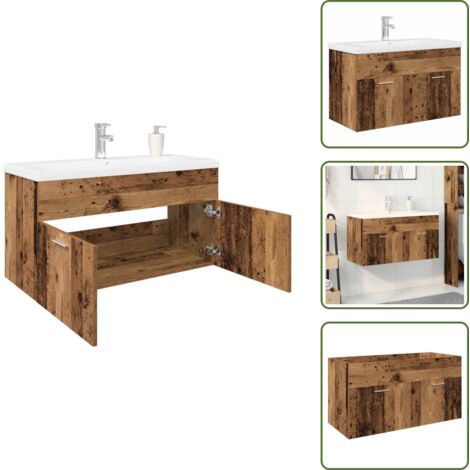 Almacenamiento de baño - vidaXL Mueble para lavabo con lavabo incorporado madera vieja - Baño moderno