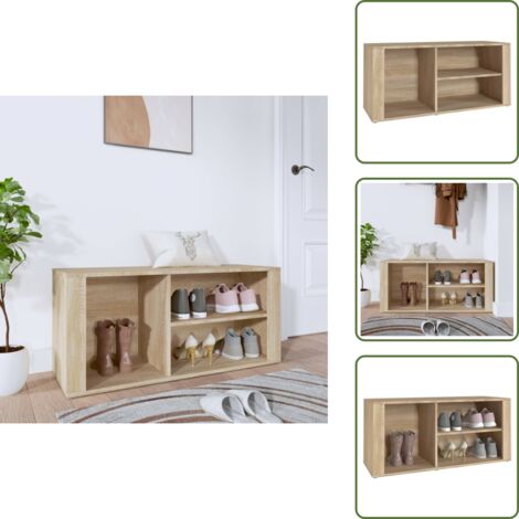 Almacenamiento de calzado - vidaXL Mueble zapatero madera contrachapada roble Sonoma 100x35x45 cm - Mueble de madera contrachapada