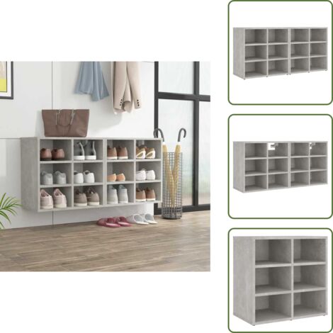 Almacenamiento de calzado - vidaXL Muebles zapatero 2 uds color gris hormigón 52,5x30x50 cm - Muebles de madera