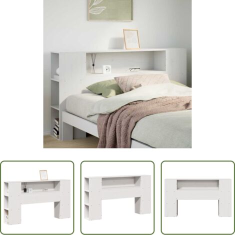 Almacenamiento de cama -  Cabecero de cama almacenaje madera maciza pino blanco 140 cm