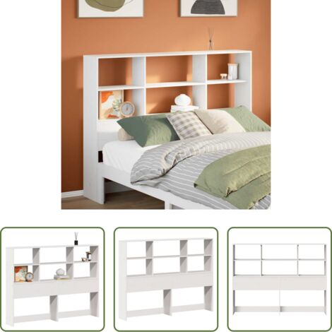 Almacenamiento de cama -  Cabecero de cama almacenaje madera maciza pino blanco 160 cm