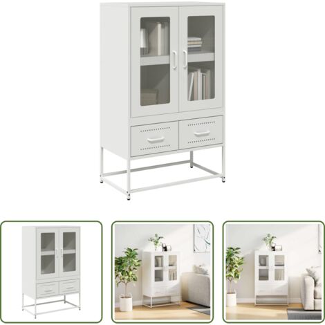 Almacenamiento de cocina -  Aparador de acero blanco 68x39x111,5 cm