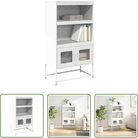 Almacenamiento de cocina -  Aparador de acero blanco 68x39x123 cm