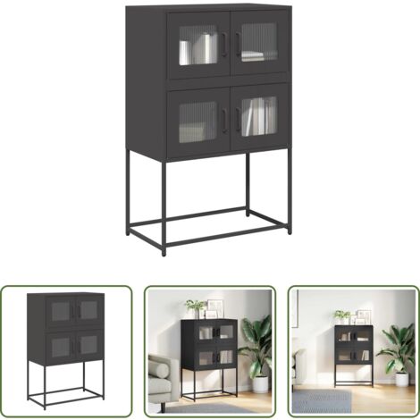 Almacenamiento de cocina -  Aparador de acero negro 68x39x107 cm