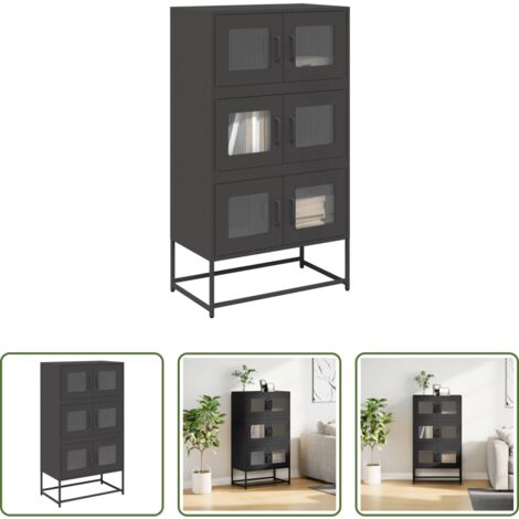 Almacenamiento de cocina -  Aparador de acero negro 68x39x123 cm