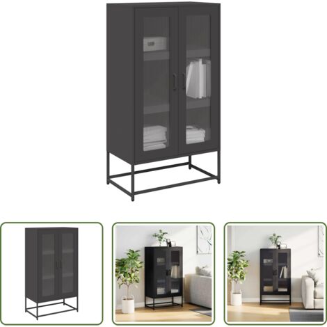 Almacenamiento de cocina -  Aparador de acero negro 68x39x123 cm