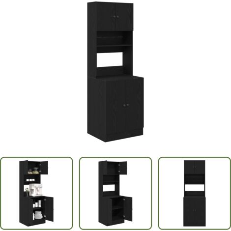 Almacenamiento de cocina -  Aparador de cocina 2 pcs Roble Negro 60 x 50 x 180 cm