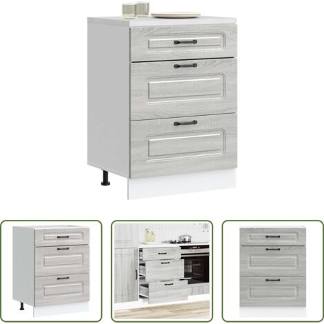 Almacenamiento de cocina -  Mueble bajo de cocina Kalmar gris sonoma madera de ingeniería