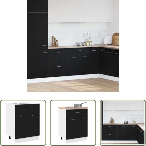 Almacenamiento de cocina -  Mueble colgante con cajón Roble Negro 60 x 46 x 81,5 cm