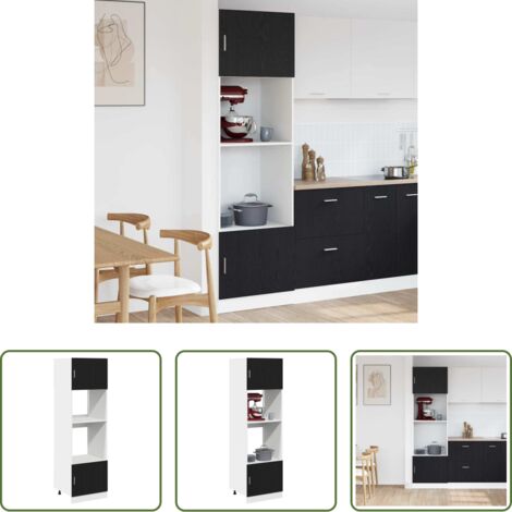 Almacenamiento de cocina -  Mueble colgante con estante Roble Negro 60 x 57 x 207 cm