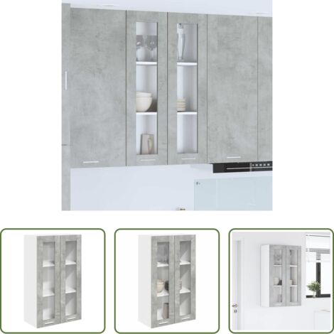 Almacenamiento de cocina -  Mueble colgante con puerta Gris Concreto 60 x 31 x 100 cm