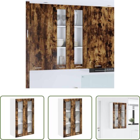 Almacenamiento de cocina -  Mueble colgante con puerta Roble ahumado 60 x 31 x 100 cm