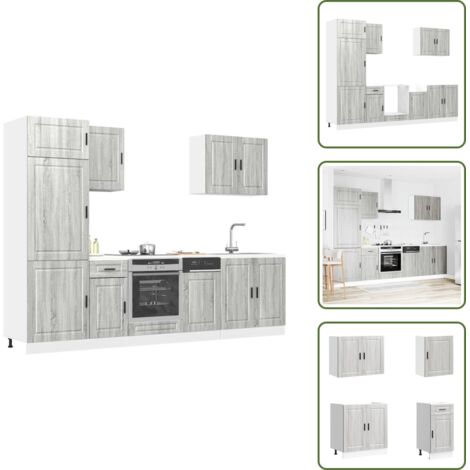 Almacenamiento de cocina - vidaXL Conjunto de armarios de cocina "Porto" de 7 piezas en madera de ingeniería Sonoma gris - Muebles de cocina de madera