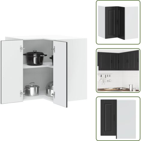 Almacenamiento de cocina - vidaXL Mueble de cocina esquina pared Porto madera de ingeniería negra - Muebles de pared