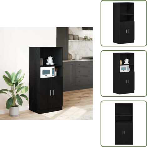Almacenamiento de cocina - vidaXL Mueble de cocina madera de ingeniería negro 57x41,5x131,5 cm - Estantes de cocina