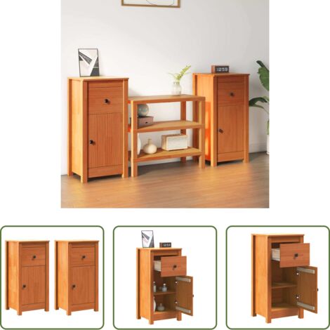 Almacenamiento de cocina -  Vitrina con cajón 2 pcs Marrón cera 39 x 34,5 x 80 cm