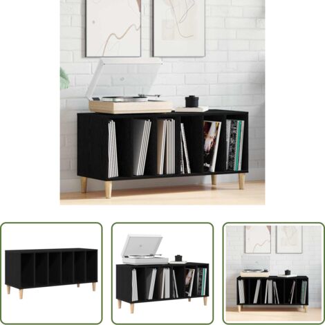 Almacenamiento de discos -  Mueble para discos de vinilo Roble Negro 100 x 38 x 48 cm