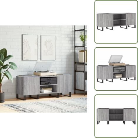 Almacenamiento de discos - vidaXL Mueble para discos madera contrachapada gris sonoma 121x38x48cm - Mueble industrial