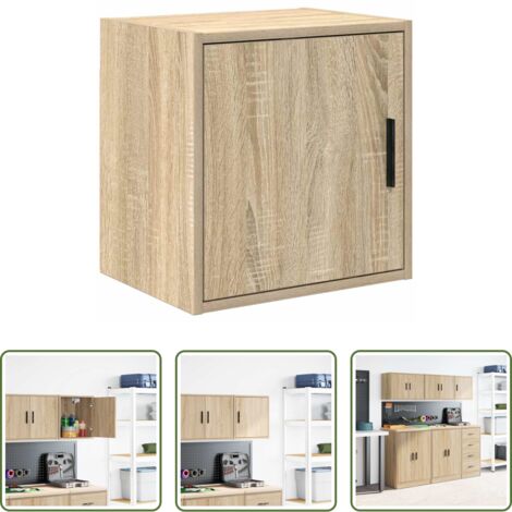 Almacenamiento de herramientas -  Armario de pared para garaje madera de ingeniería roble sonoma